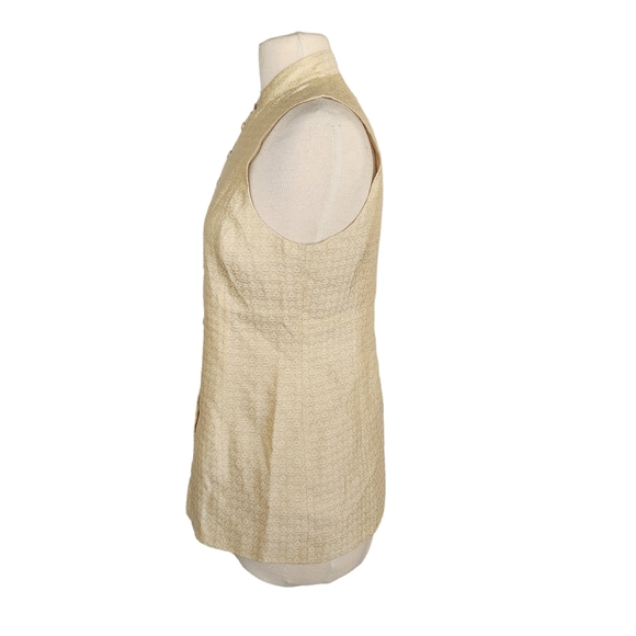 RENA ROWAN SILK BLEND LINED BUTTON DOWN SLEEVELESS VEST TAN GOLD SIZE 8 GUC - Picture 4 of 11